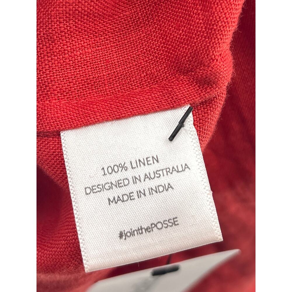 B51 Posse Lotus Linen Maxi Dress Small Red Flowy Sundress Resort Spaghetti Strap - Picture 9 of 9